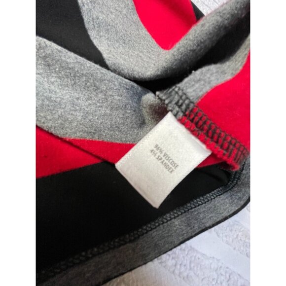 St. John Womens P/S Round Neck Short Sleeve Striped Tunic Top Gray Red Black - Picture 9 of 10